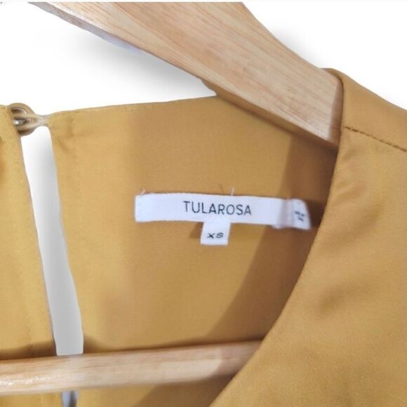 Tularosa Revolve Shilo Satin Open Sleeve Ruffle Blouse in Marigold Size XS - Picture 8 of 11